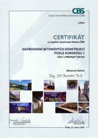 Certifikát - školení předpjatý beton